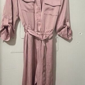 INC International Concepts Dusty Pink Utility Shirt Dress